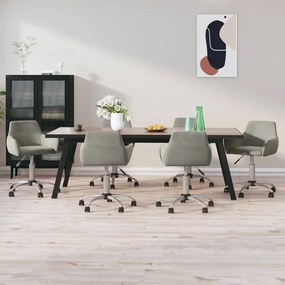 vidaXL Cadeiras de jantar giratórias 6 pcs veludo cinzento-claro