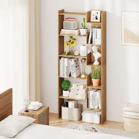Estante para livros de 6 prateleiras 69 x 22 x 163 cm decorativa para arrumação Natural