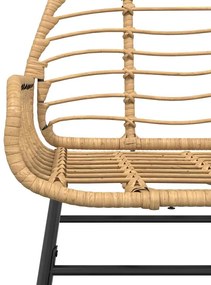 Conjunto jantar jardim 3 peças vidro vime PE castanho
