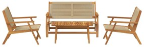 Conjunto de Cadeiras com Mesa de 4 - Madeira de Acácia Bege