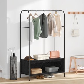 Porte-Roupas com Prateleiras Carvalho Preto 100x44x160 cm