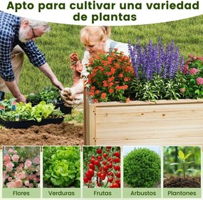 Floreira de madeira elevada com base aberta para plantas de raiz profunda Frutos Flores 100 x 64 x 65,5 cm Natural