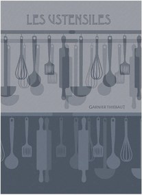 Panos de cozinha jacquard Les Ustensiles Denim, conjunto de 4