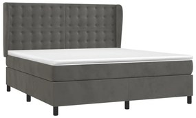 Cama com molas/colchão 160x200 cm veludo cinzento-escuro