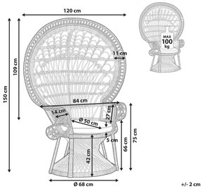 Poltrona pavão de rattan branca EMMANUELLE Beliani