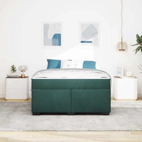 Estrutura de cama com colchão Verde-escuro 160 x 200 cm Veludo