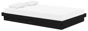 Estrutura cama pequena casal 120x190 cm pinho maciço preto