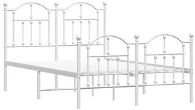 Estrutura de cama com cabeceira e pés 120x190 cm metal branco