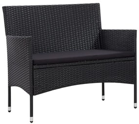5 pcs conjunto lounge de jardim c/ almofadões vime PE preto
