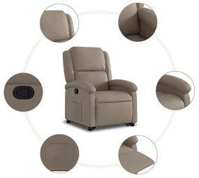 Poltrona reclinável elevatória couro artificial cor cappuccino