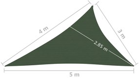 Para-sol estilo vela 160 g/m² 3x4x5 m PEAD verde-escuro