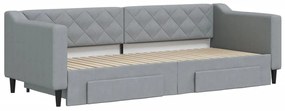 Sofá-cama c/ gavetão e gavetas 80x200 cm tecido cinzento-claro