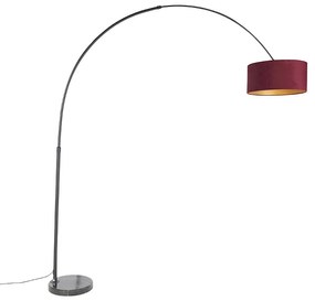 Candeeiro de arco com abajur em veludo preto vermelho com dourado 50 cm - XXL Moderno