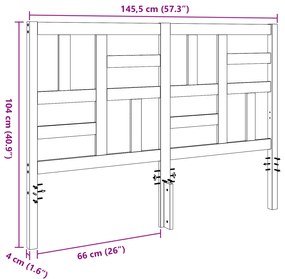 Cabeceira de Cama com cabeceira Castanho-mel 145.5 x 4 x 104 cm