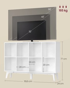 Estante sala 8 compartimentos, 24 x 119,6 x 77 cm Branca