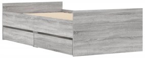 Estrutura de cama com gavetas 90x200 cm cinzento sonoma