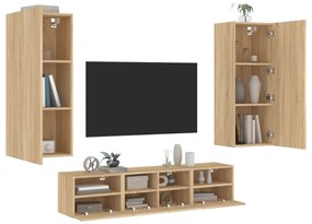 vidaXL 5 pcs móveis de parede p/ TV derivados madeira carvalho sonoma