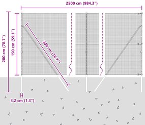 Cerca de Arame Soldado com 13 Postes Verde 1.5x25 m Aço