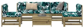 6 pcs conjunto de sofás de jardim madeira de pinho impregnada