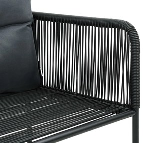 7 pcs conjunto de jantar p/ jardim vime de PVC preto e castanho