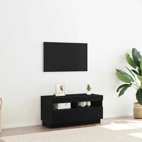 Armário de TV vidaXL com luzes LED Carvalho Preto 80x35x40 cm em madeira de engenharia