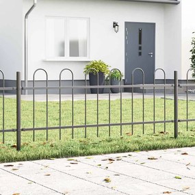 vidaXL Cerca de Jardim com topo arqueado cinza, 5,1 x 0,6 m em aço