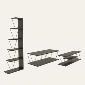 Conjunto de Mobiliário de Sala de Estar Epsilon - Antracite - Medidas