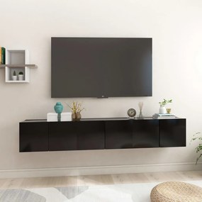 Móveis de TV para parede 3 pcs 60x30x30 cm preto