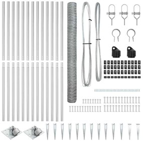 Conjunto de Cercas Conjunto de 2 Aço Galvanizado 25 x 1.5 m