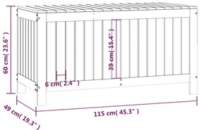 Caixa de arrumação jardim 115x49x60 cm pinho maciço cinzento