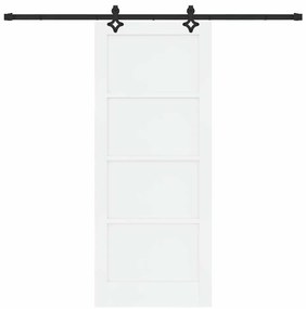 Porta Deslizante com Conjunto de Ferragens "ORKDAL" Branca de Madeira