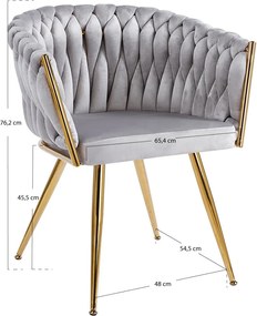 Cadeira Widny Golden Veludo - Cinza claro