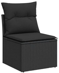 7 pcs conjunto sofás jardim c/ almofadões vime PE/acácia preto