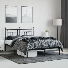 Estrutura de cama com cabeceira 140x190 cm metal preto