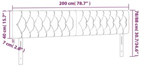 Cabeceira de cama c/luzes LED tecido 200x7x78/88 cm cinza-claro