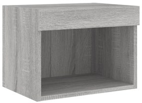 Mesa de cabeceira de parede com luzes LED cinzento sonoma