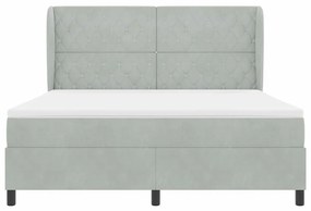 Cama Box com Colchão - Cinza Claro, 180x200 cm, Veludo
