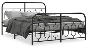 Estrutura de cama com cabeceira e pés 140x200 cm metal preto