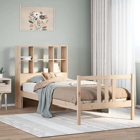 Cama com estante sem colchão 75x190 cm pinho maciço