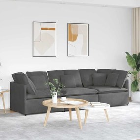 vidaXL Sofá modular com almofadas tecido corduroy cinzento-escuro