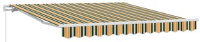 vidaXL Toldo Manual Verde e Amarelo 300 x 250 x 165 cm Poliéster