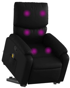 Poltrona massagens reclinável elevatória couro artificial preto