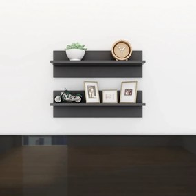 vidaXL Estantes de parede 2 pcs 60x11,5x18 cm contraplacado cinzento