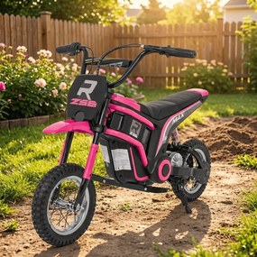 Mota eletrica bateria 350W para Crianças RZ56 MAX Rodas Ar, Couro ecológico Rosa