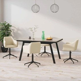 vidaXL Cadeiras de jantar giratórias 4 pcs veludo cor creme