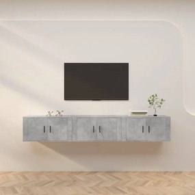 vidaXL Móveis de TV de parede 3 pcs 80x34,5x40 cm cinzento cimento