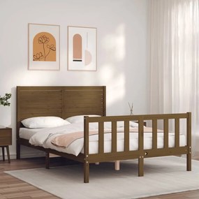 3193204 vidaXL Estrutura cama cabeceira 120x200cm madeira maciça castanho-mel