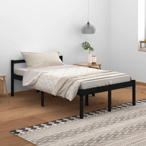 vidaXL Cama para idosos 120x200 cm pinho maciço preto