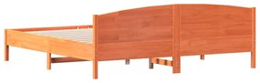 Cama sem colchão 200x200 cm pinho maciço castanho-mel