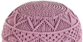 Pufe em algodão macramé rosa 40 x 40 cm KAYSERI Beliani